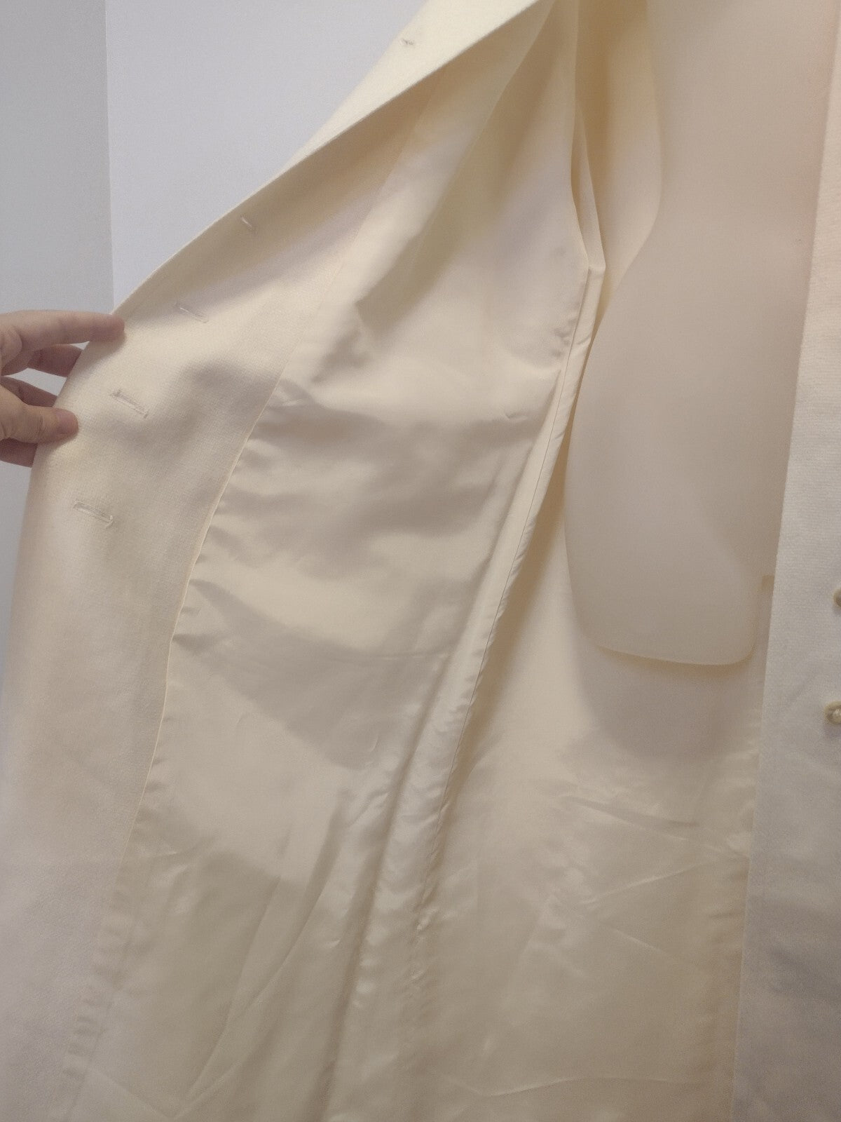 Vintage 60s 100% Wool Swing Coat Ivory A-Line Long Jacket Mid Century Old Money