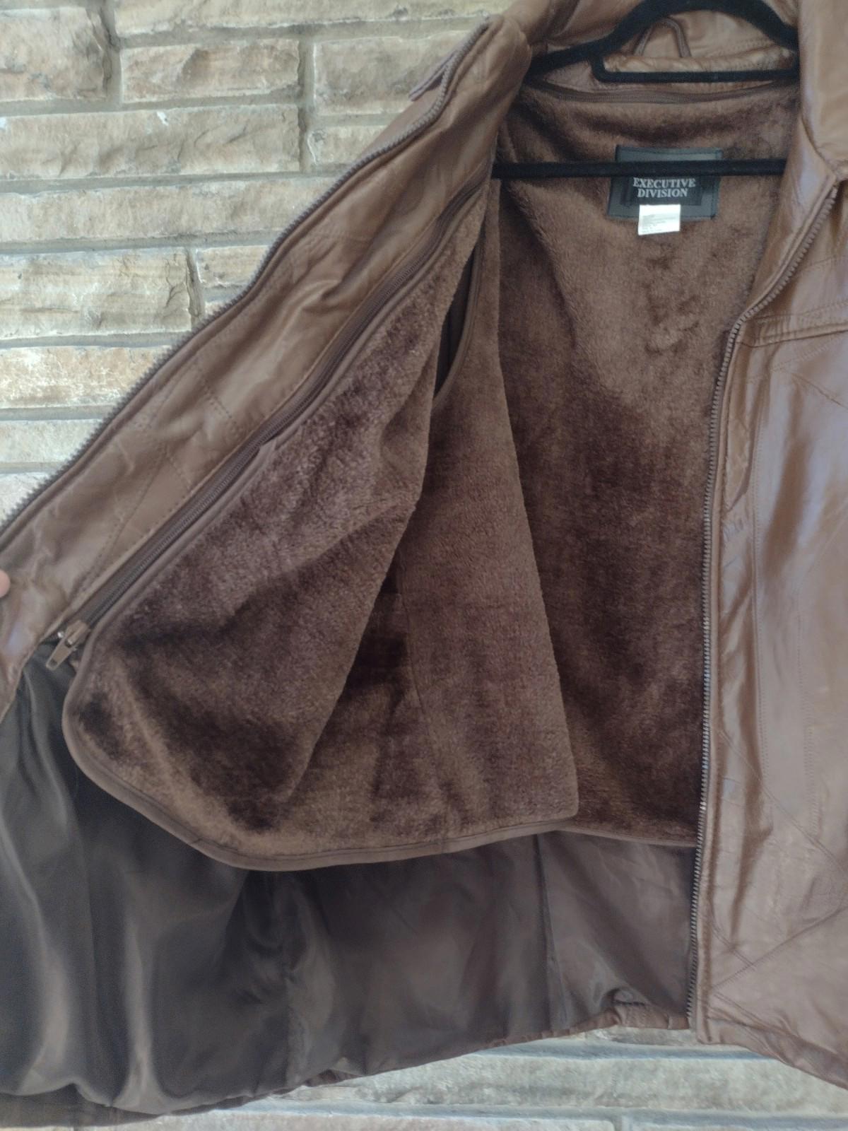 Vintage Genuine Patchwork Leather Jacket Brown W Zip Out Faux Fur Lining Sz XL
