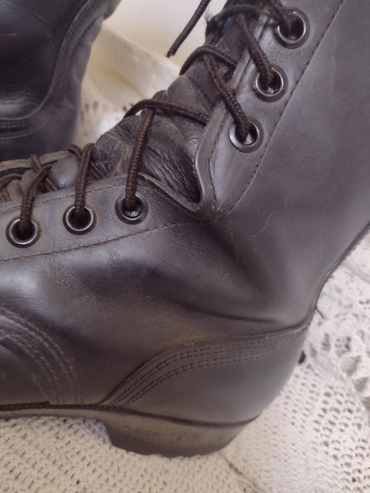 Vintage 1981 Black Leather Combat Boots 8.5R PH Code Original Laces & Soles