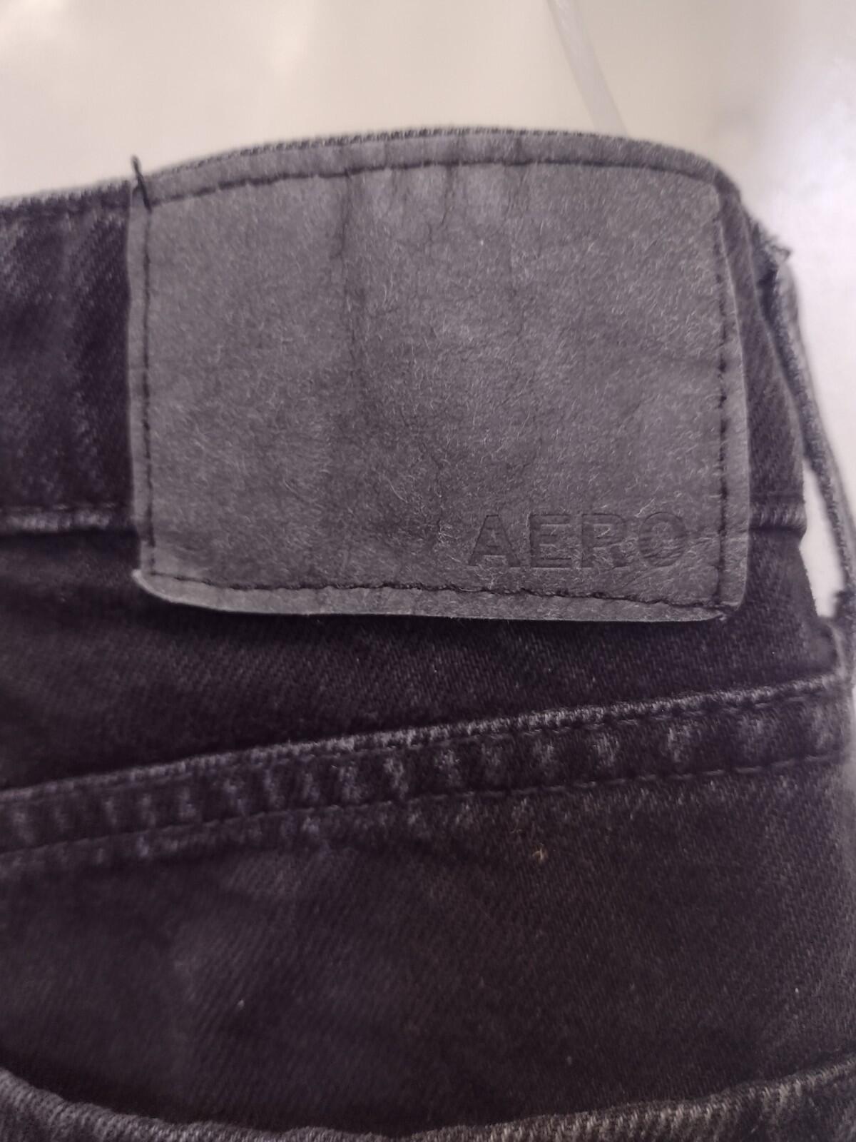 Aeropostale High Rise Wide Leg Cargo Jeans Black Y2K Streetwear Women's Sz 0 Reg