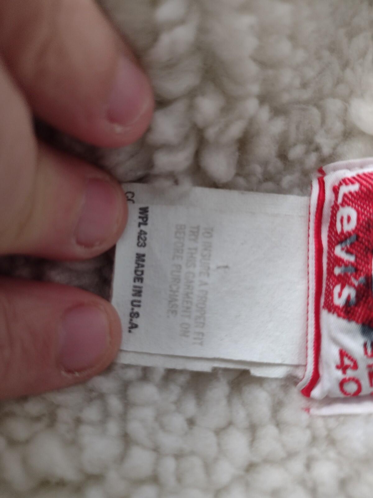 70s Levi’s Trucker Sherpa Lined Jacket Snap Front USA Made Orange Tab Sz 40