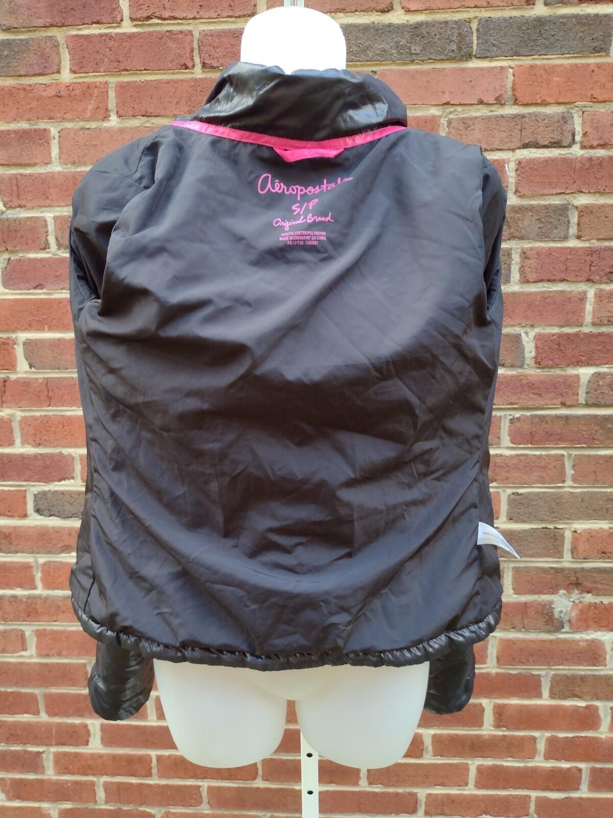 Aeropostale Black Puffer Jacket Womens S Small Full Zip Quilted Lightweight