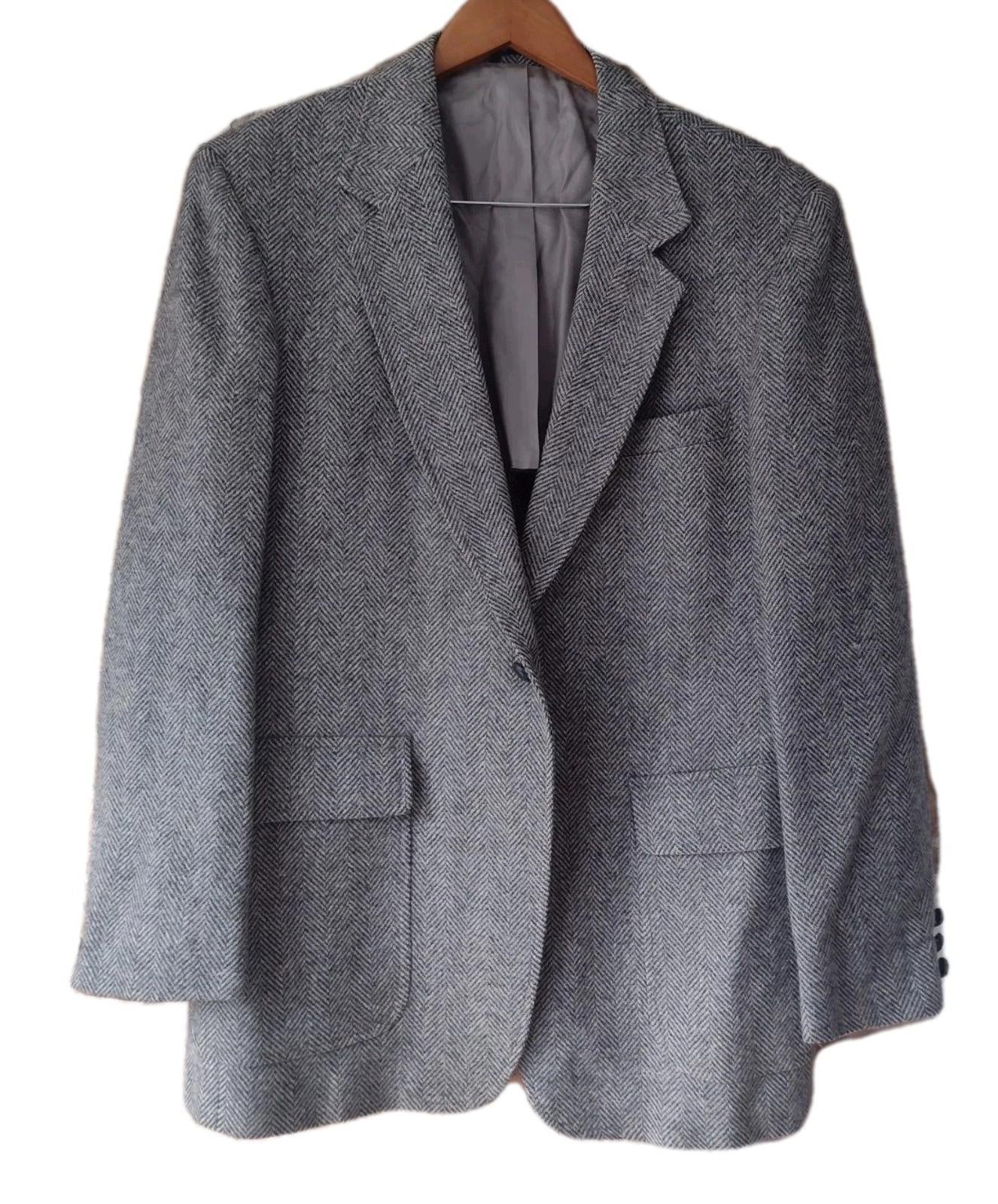 Vintage Shuttler's Menswear Wool Herringbone Tweed Blazer Jacket Size L USA
