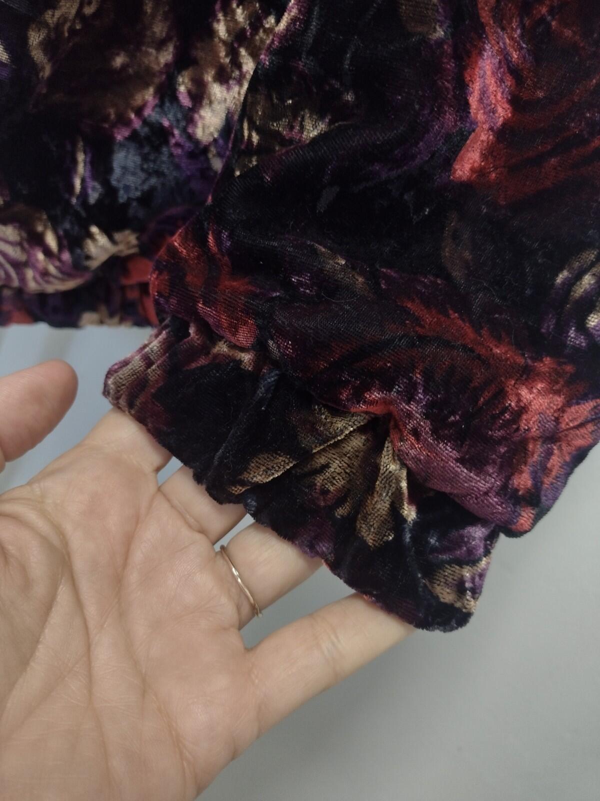 Vintage 80s Rafael Floral Velvet Quilted Bomber Jacket L Made in Taiwan R.O.C.