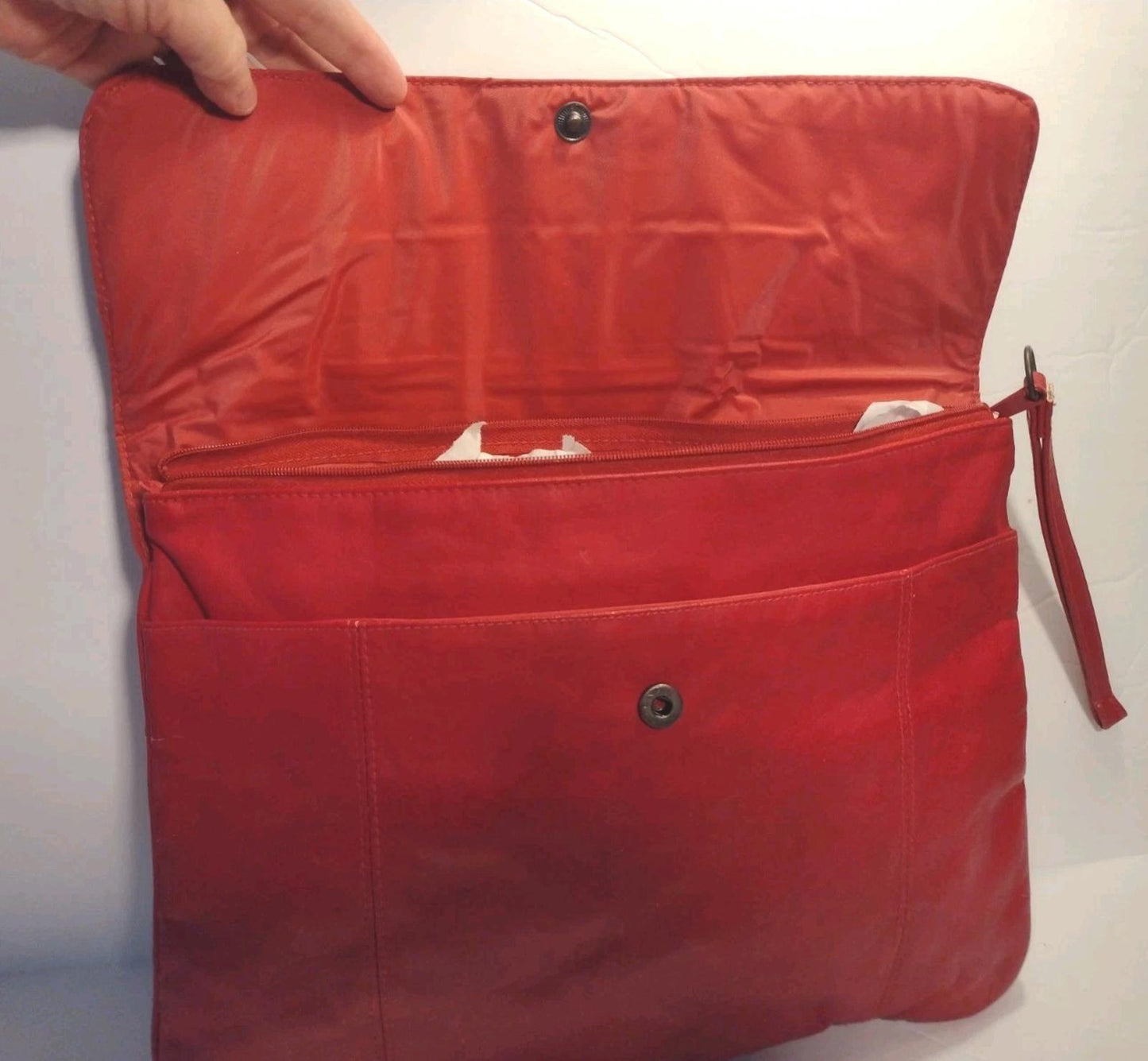 Vintage Sarne Country Crafted Red Faux Leather Envelope Clutch Bag Taiwan 14x10