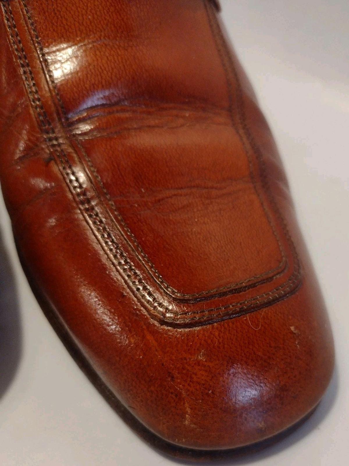 Vintage Florsheim Medallion Monk Strap Shoes 8.5C Brown Patina Leather USA 70s