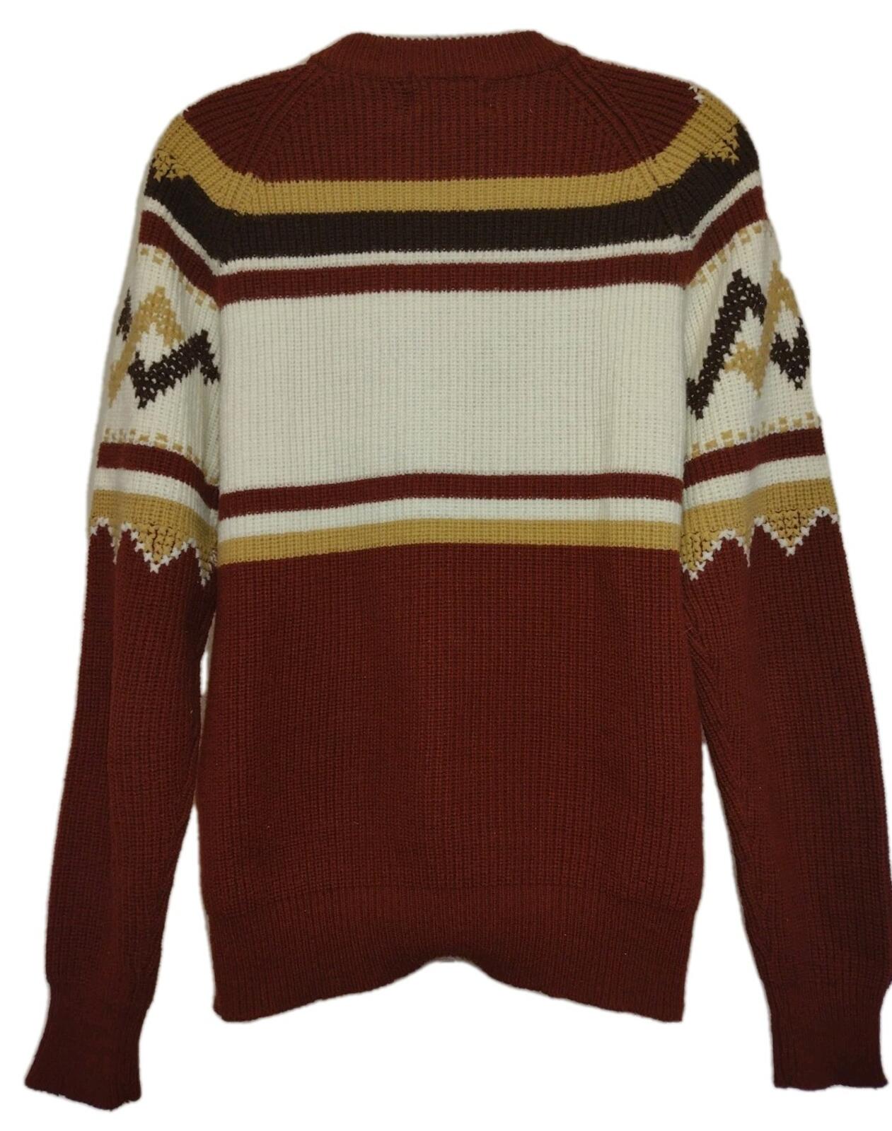 VTG 70s Studio One Campus Christmas Sweater L Brown Tan Reindeer Felt Applique
