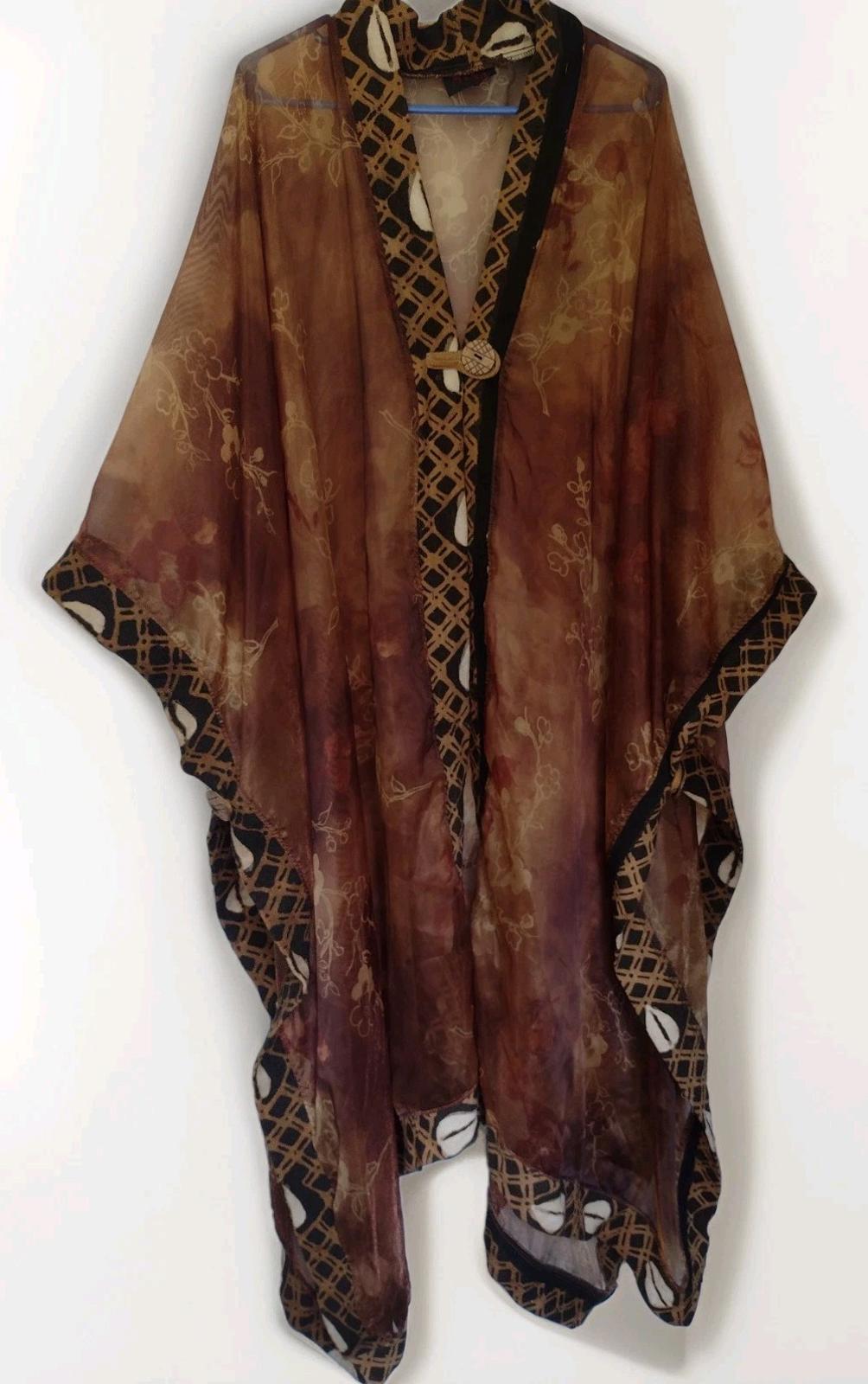 Mina Collection Kaftan Robe Mud Cloth Trim Copper Glow Rare Art to WearOne Size