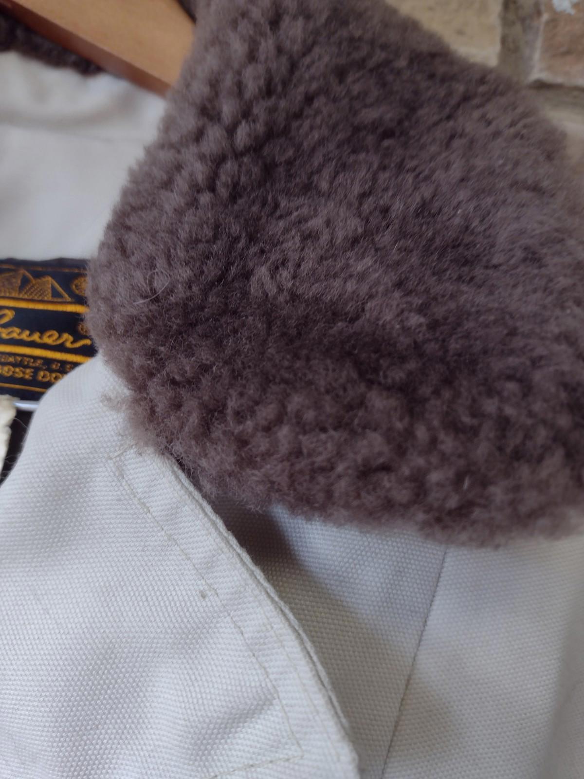 VTG 80s Eddie Bauer Goose Down Trench Coat Sz 8 Shearling Collar Ducks Lining