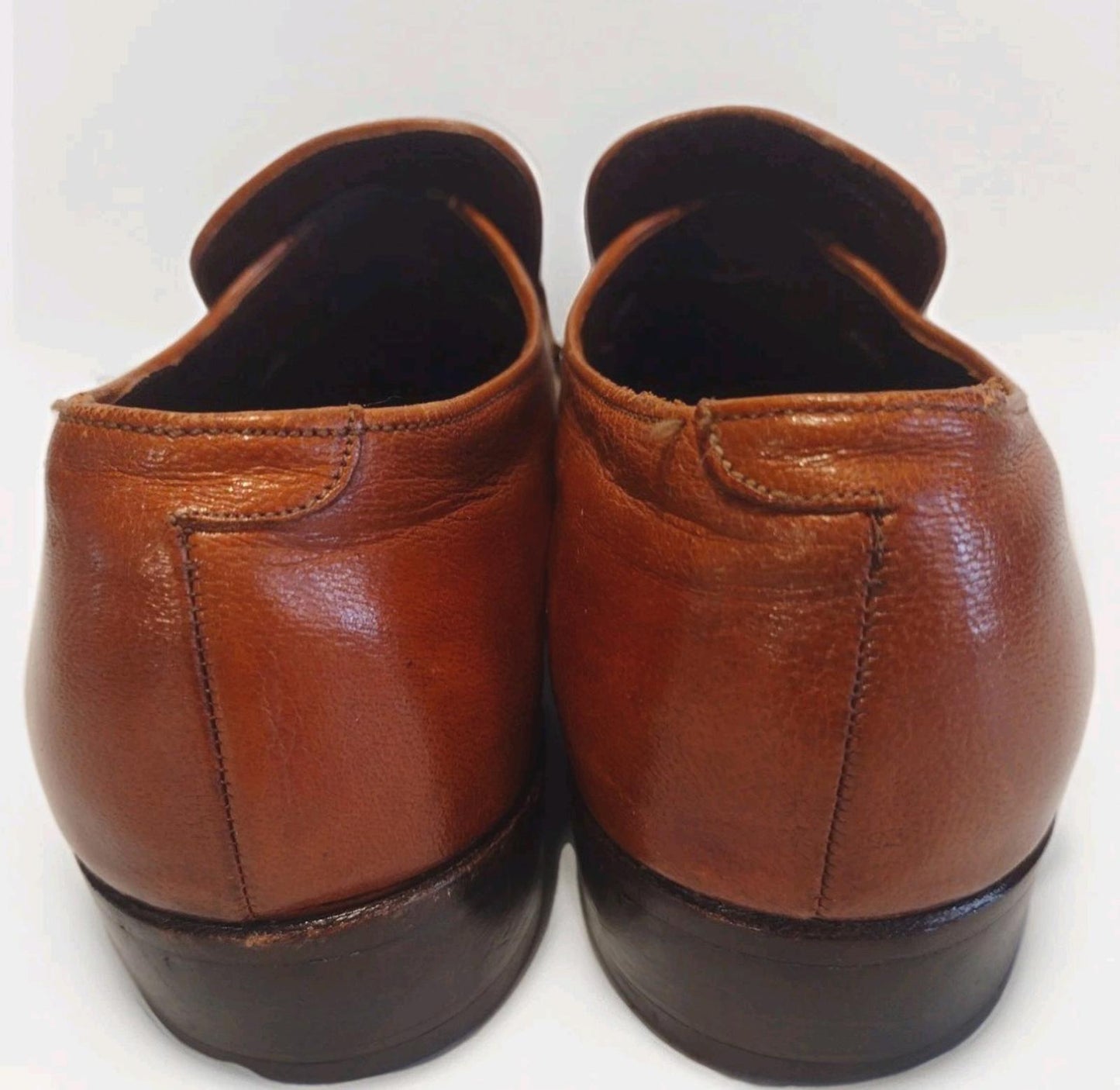 Vintage Florsheim Medallion Monk Strap Shoes 8.5C Brown Patina Leather USA 70s