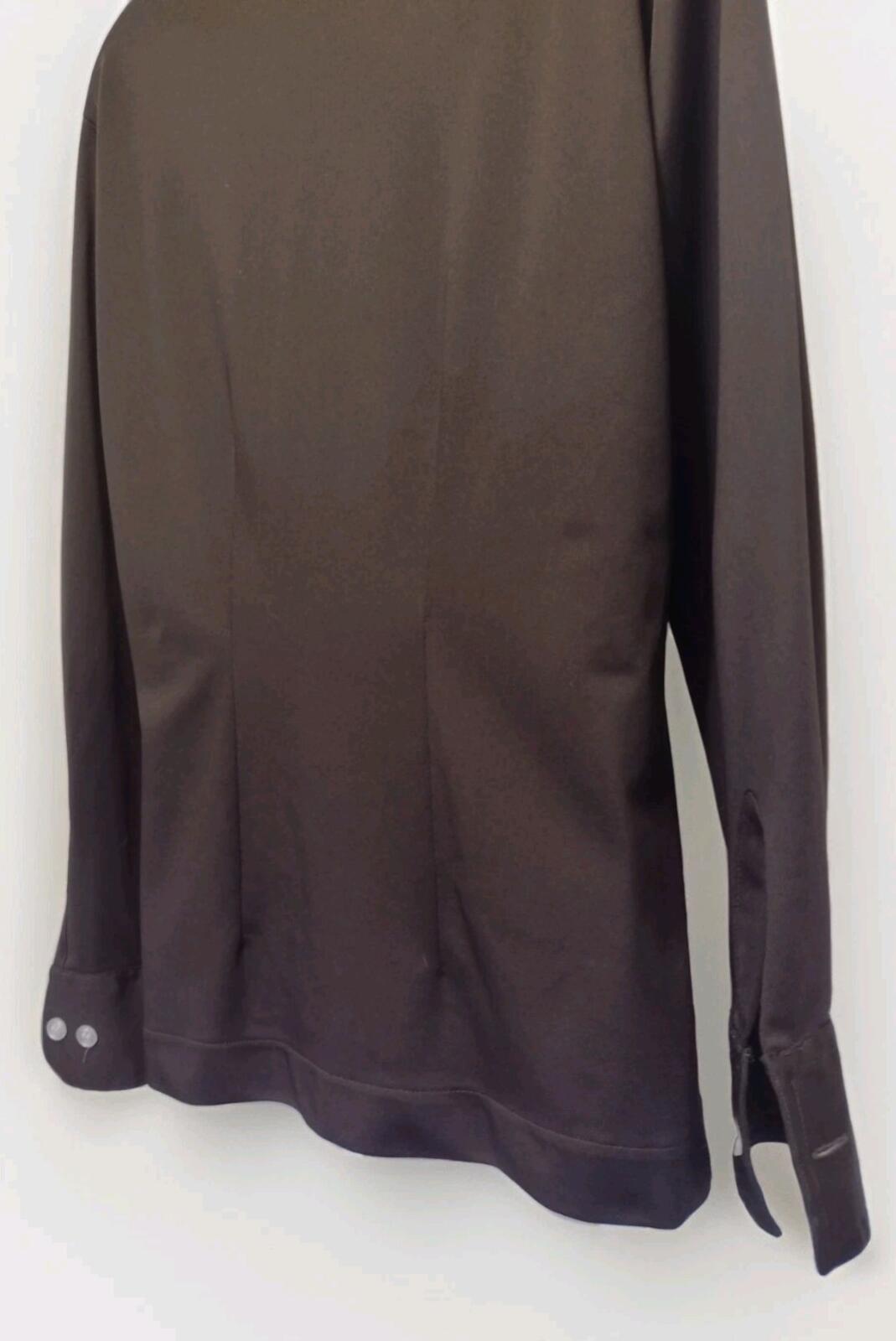 VTG 70s Joel California Brown Trilobal Polyester Button Up Shirt Men’s Small