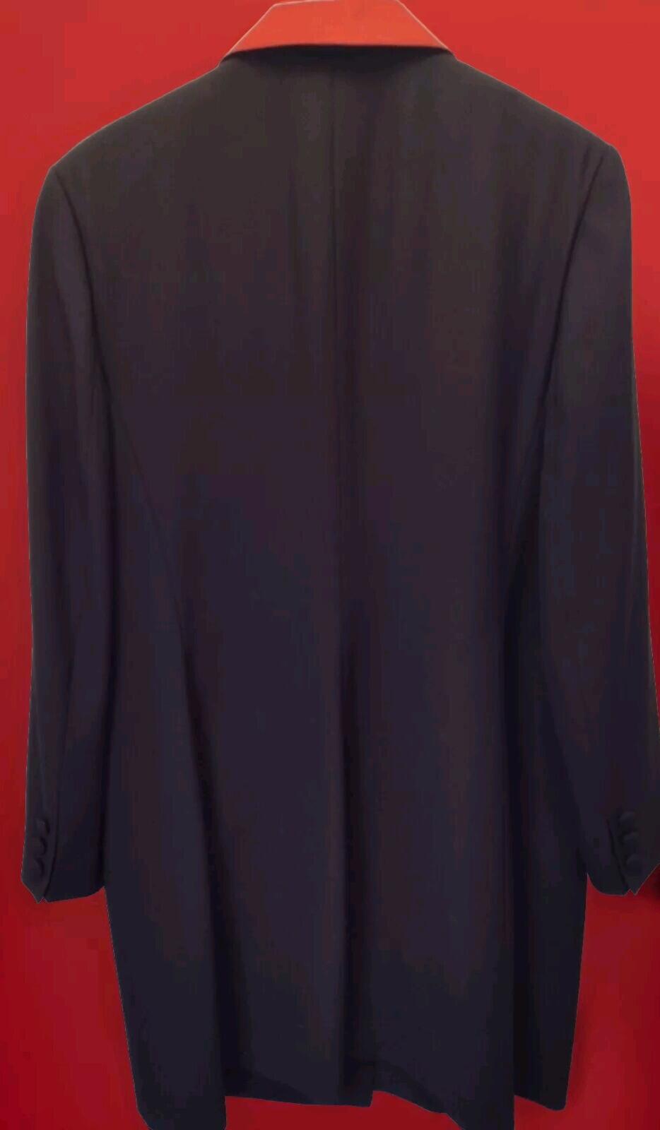 Vintage John Meyer Black Blazer Long With Red Collar Jacket Size 16W
