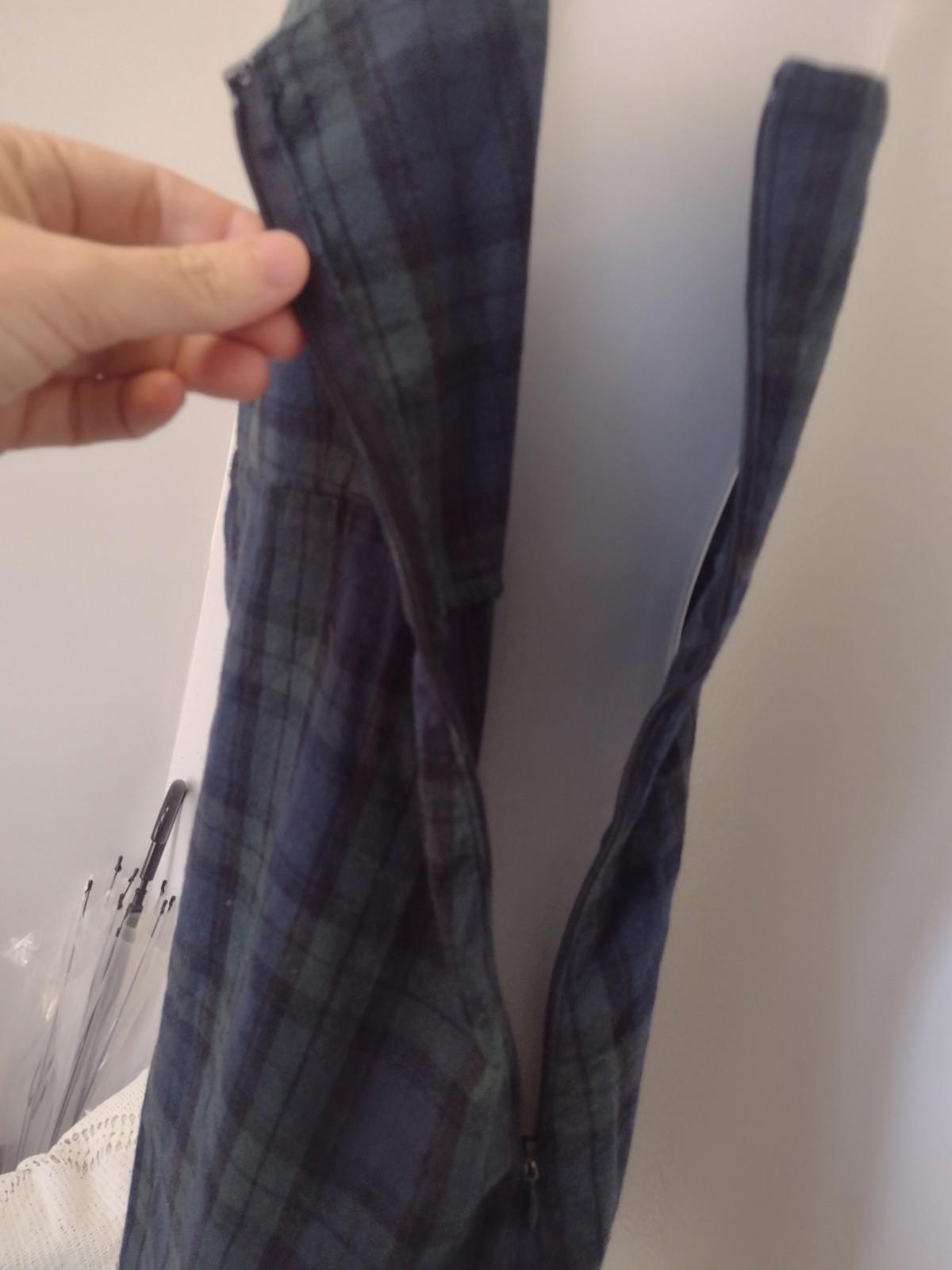 2011 Hollister Plaid Jumper Dress Side Zip Cotton Flannel Sz L Adj. Straps