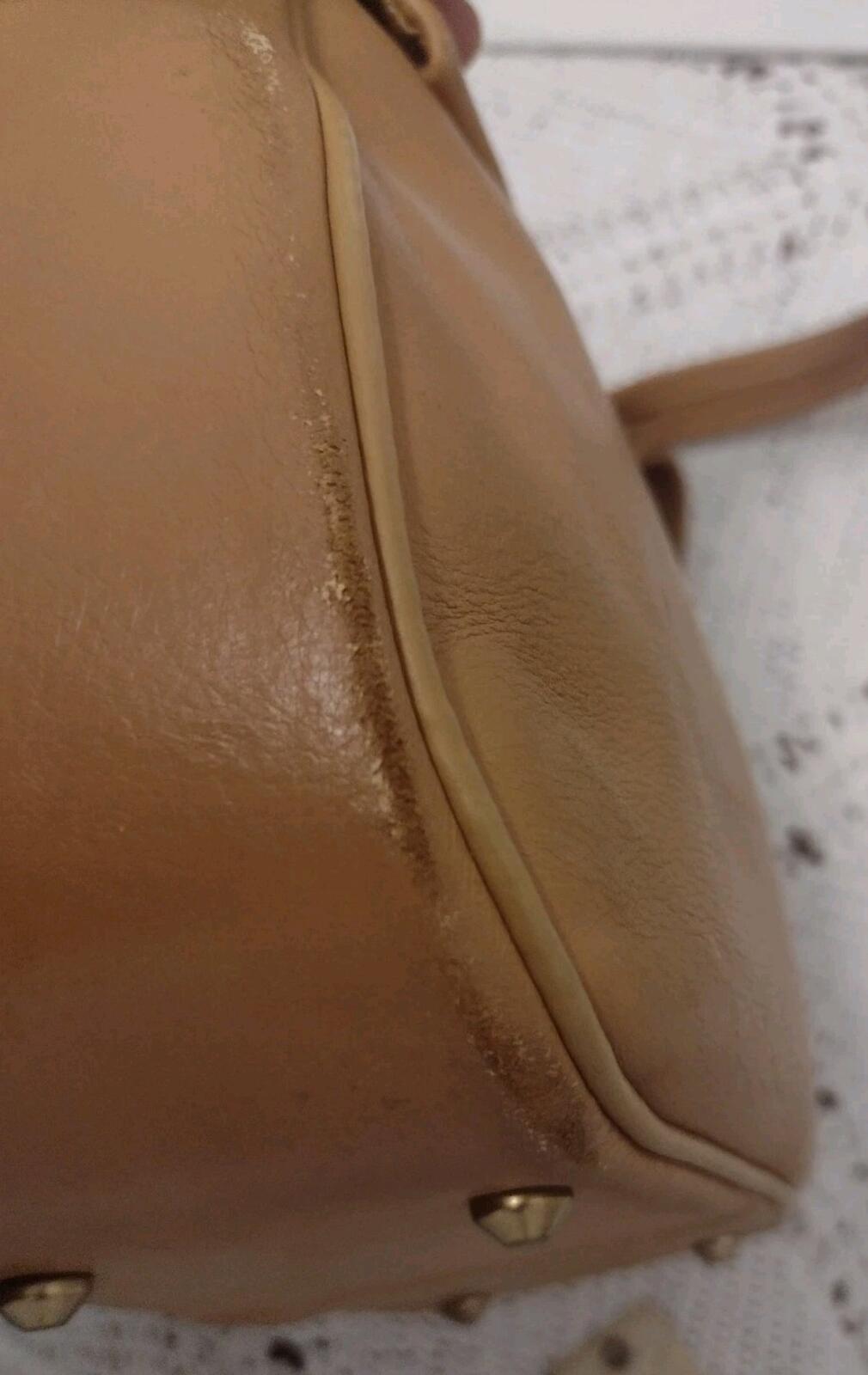 Vintage 70s DeerWear Genuine Deerskin Leather Shoulder Bag USA 11x8x4 Camel