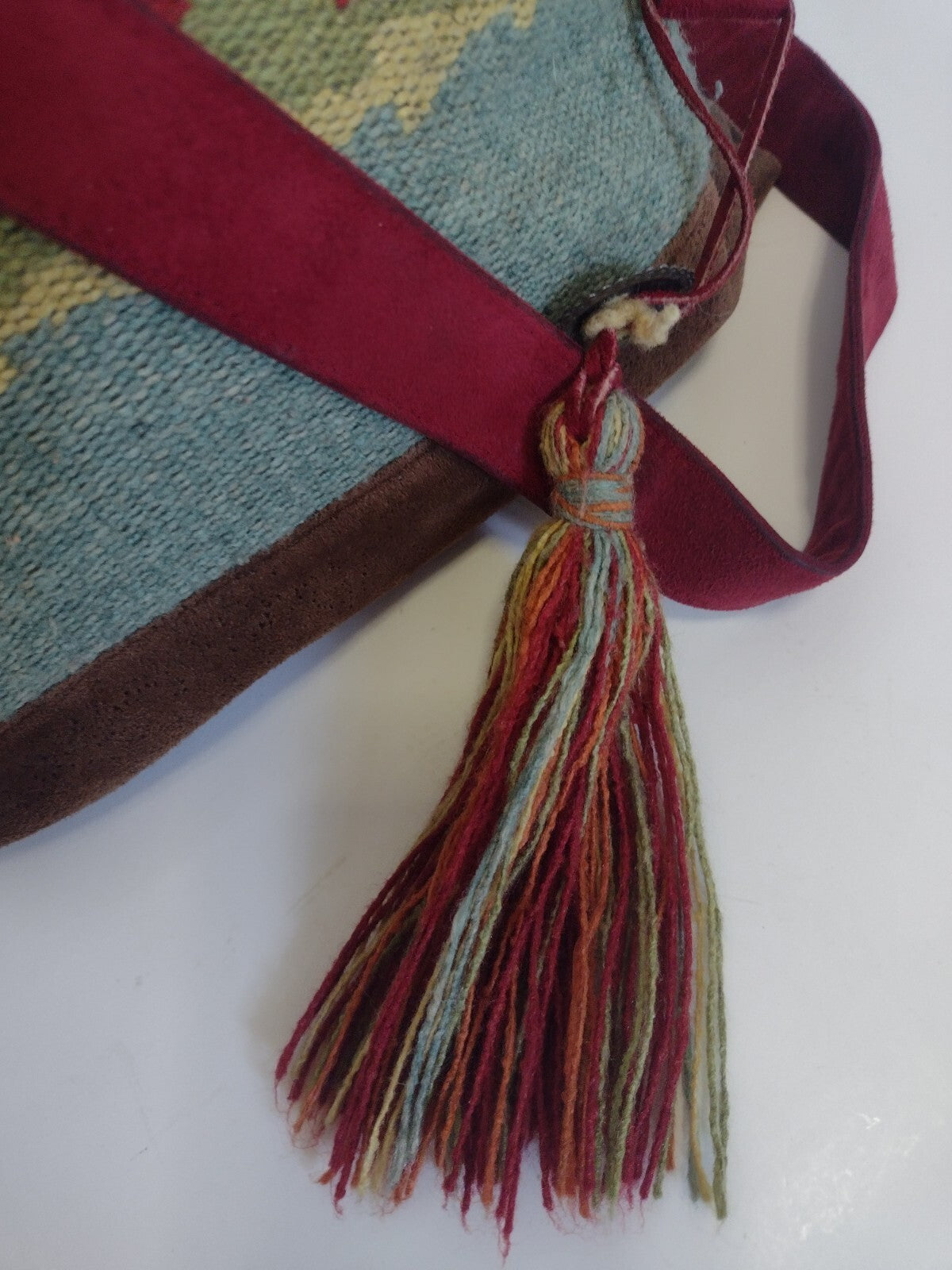 Atenti Crossbody Bag Southwestern Woven Tapestry Suede Tassel USA Made