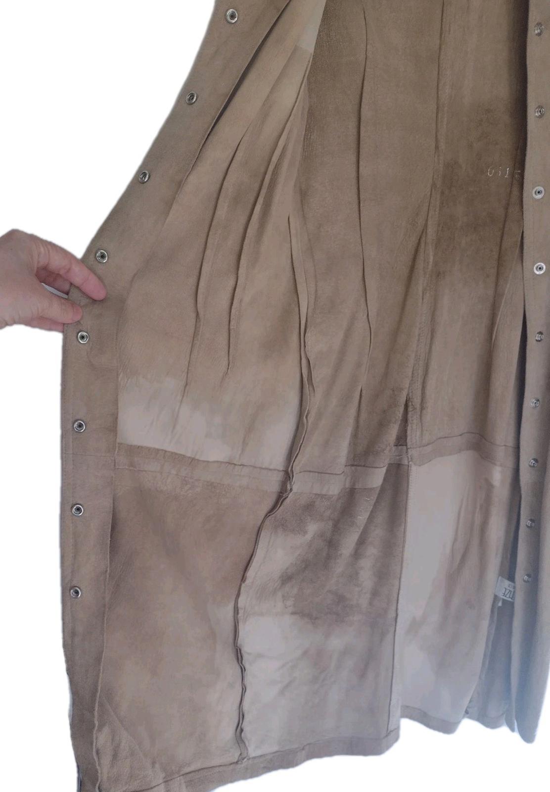 VTG 80s Firenze Santa Barbara Lambsuede Dress M | NZ Leather, Snap Front Pencil