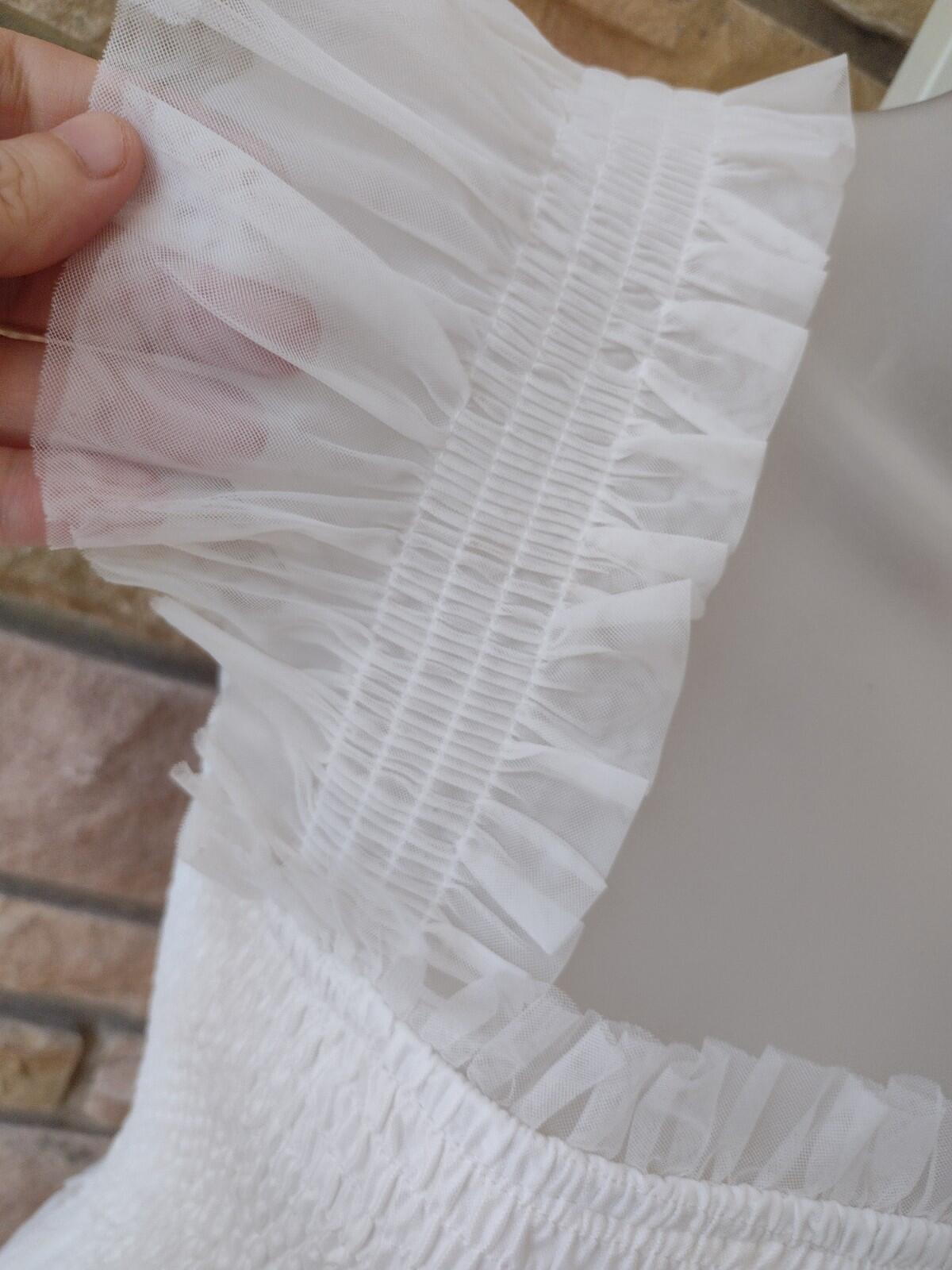 Baltic Born Emma Smocked Tulle Dress White 1XL Tiered Ruffle Lined Excellent