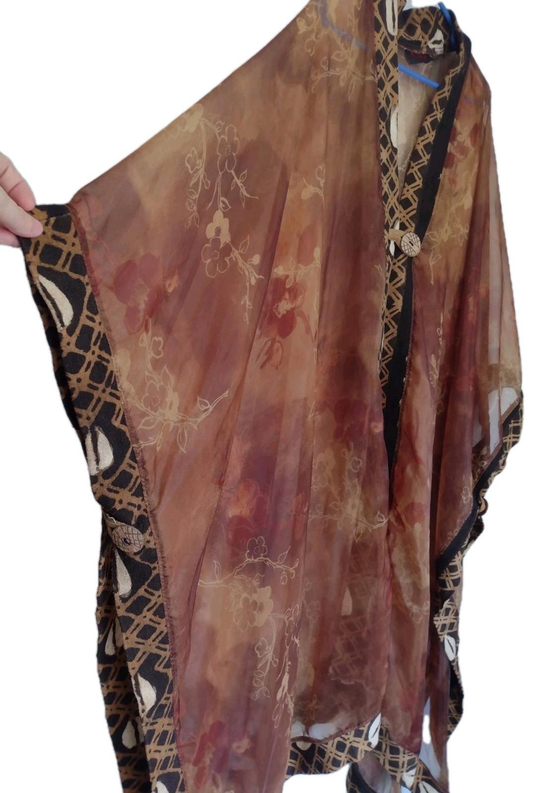 Mina Collection Kaftan Robe Mud Cloth Trim Copper Glow Rare Art to WearOne Size