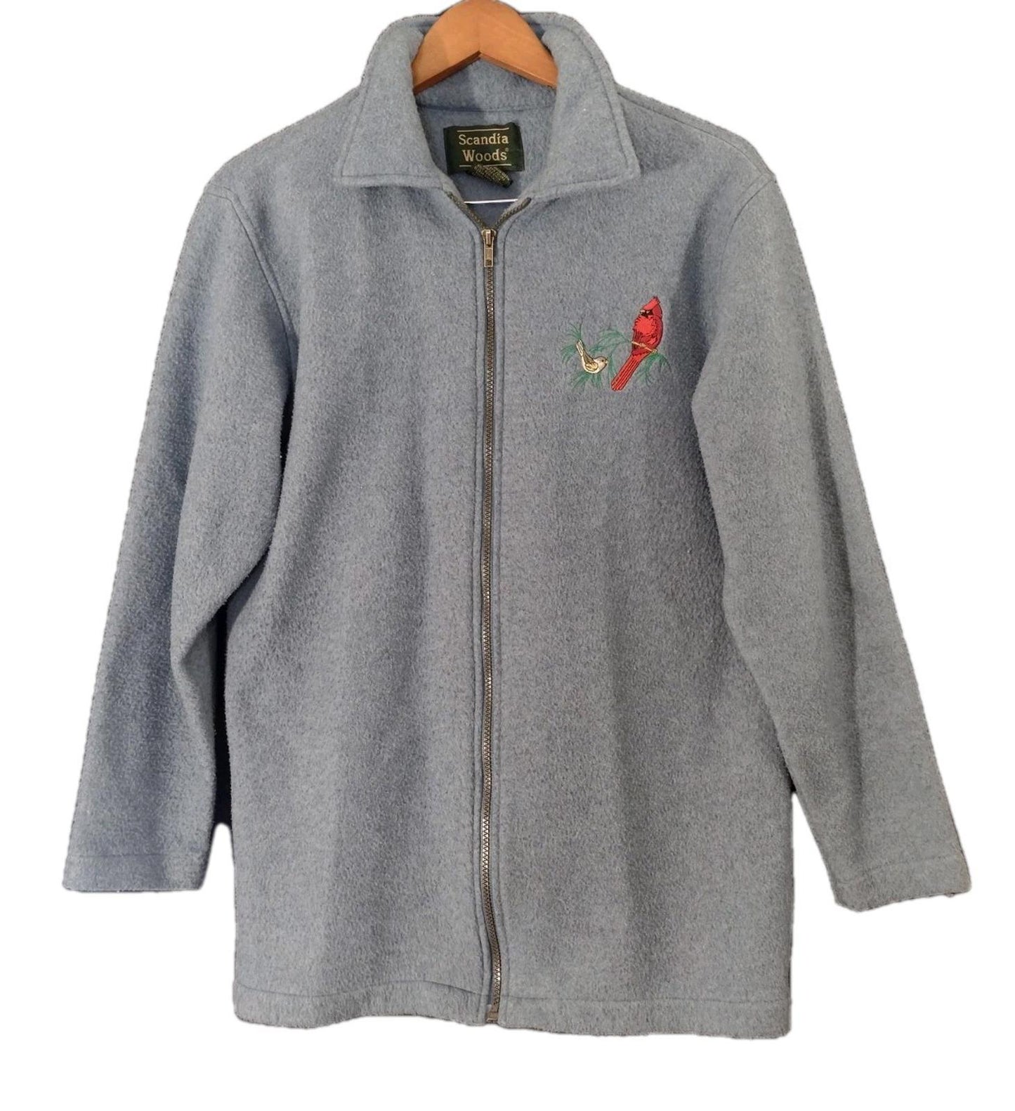 VTG 90s Scandia Woods Cardinal Fleece Jacket Taiwan RN81700 Poly Rayon Zip SML